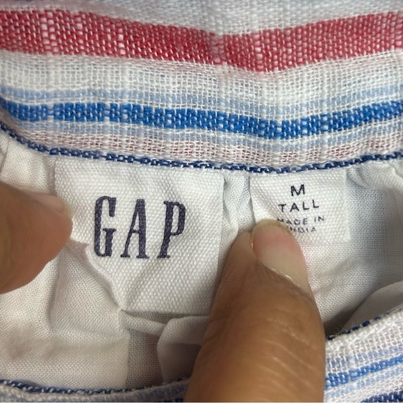 Gap Tall Midi Dress M Linen Blend Striped Summer Vacation Resort Old Money chic - Picture 11 of 16